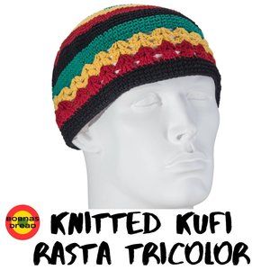 Knitted Men's Kufi Cap - Rasta Tricolor